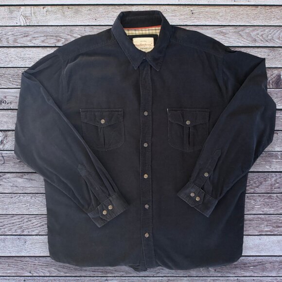 Weatherproof Mens Superfine Corduroy Long Sleeve Button Shirt in Moonless Night - Picture 5 of 8